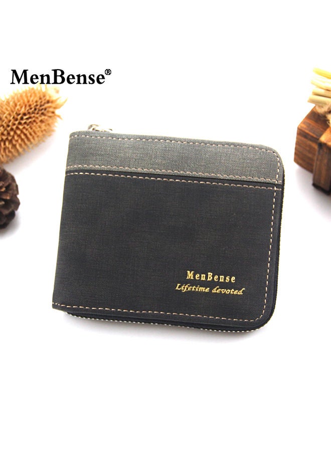 MenBense Men's Bifold Short Wallet PU Leather Card Holder with Zipper and Coin Pocket - Image 5