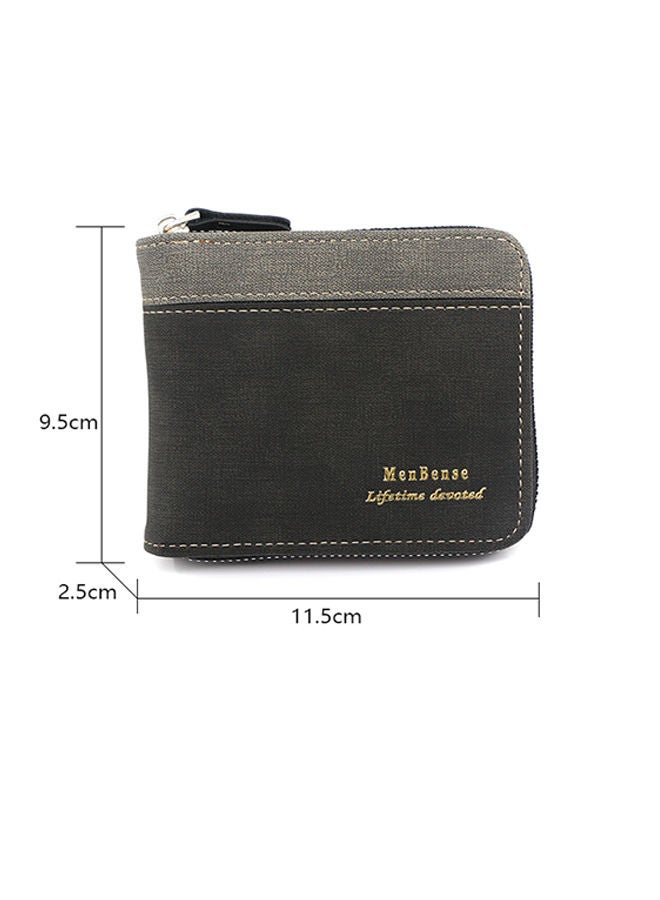 MenBense Men's Bifold Short Wallet PU Leather Card Holder with Zipper and Coin Pocket - Image 2