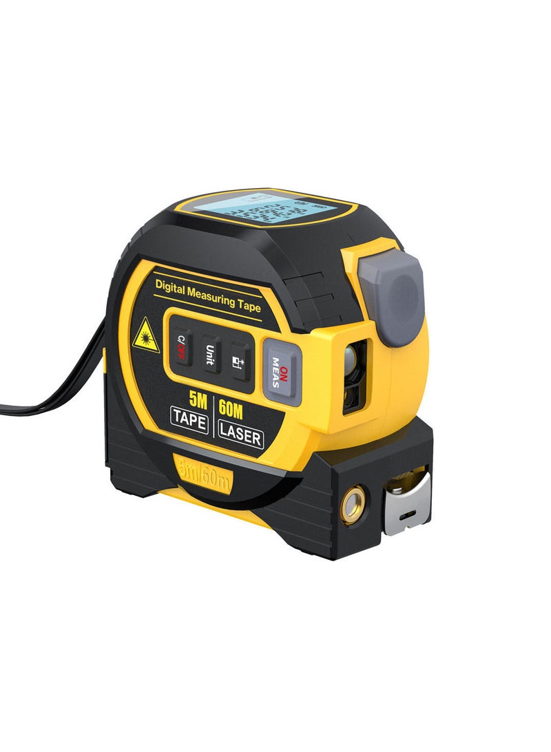3in1 Laser Rangefinder 5m Tape Measure Ruler LCD Display with Backlight Distance Meter Building Measurement Device Area Volumes Surveying Equipment - Image 2