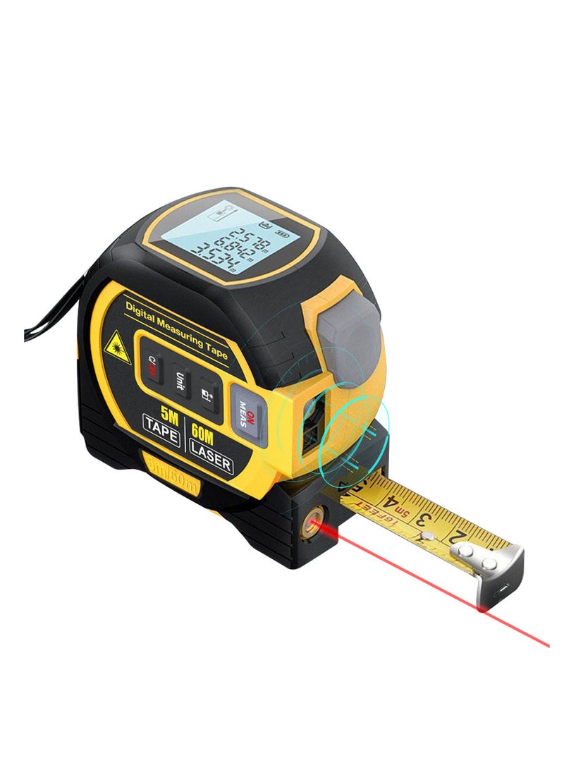 3in1 Laser Rangefinder 5m Tape Measure Ruler LCD Display with Backlight Distance Meter Building Measurement Device Area Volumes Surveying Equipment - Image 3