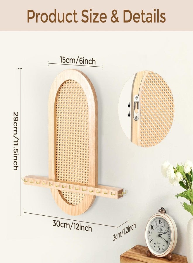 milylove Wall Necklace Holder Hanging Jewelry Organizer whit 18 Hooks Wooden Necklace Organizer, Space-saving Boho Jewelry Display for Necklaces & Earrings Storage - Image 2