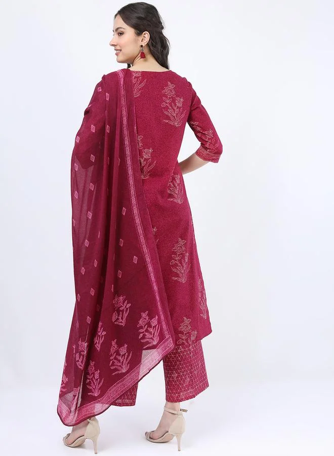 Vishudh Vishudh Women Cotton Kurta Set with Dupatta