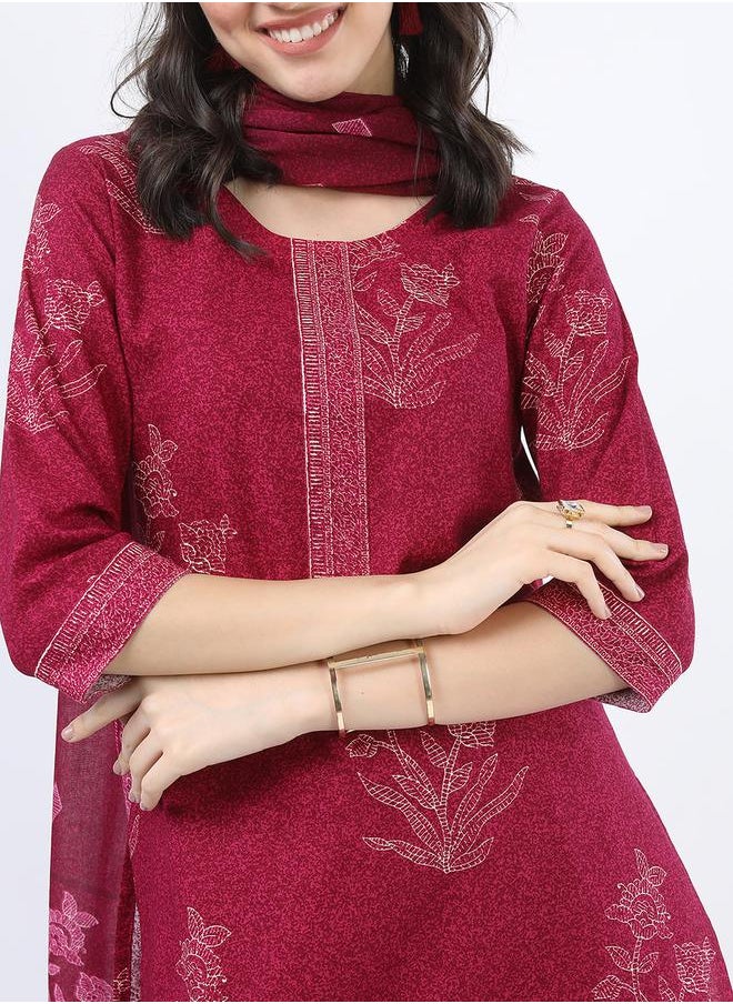 Vishudh Women Cotton Kurta Set with Dupatta by Styli  - Image 4