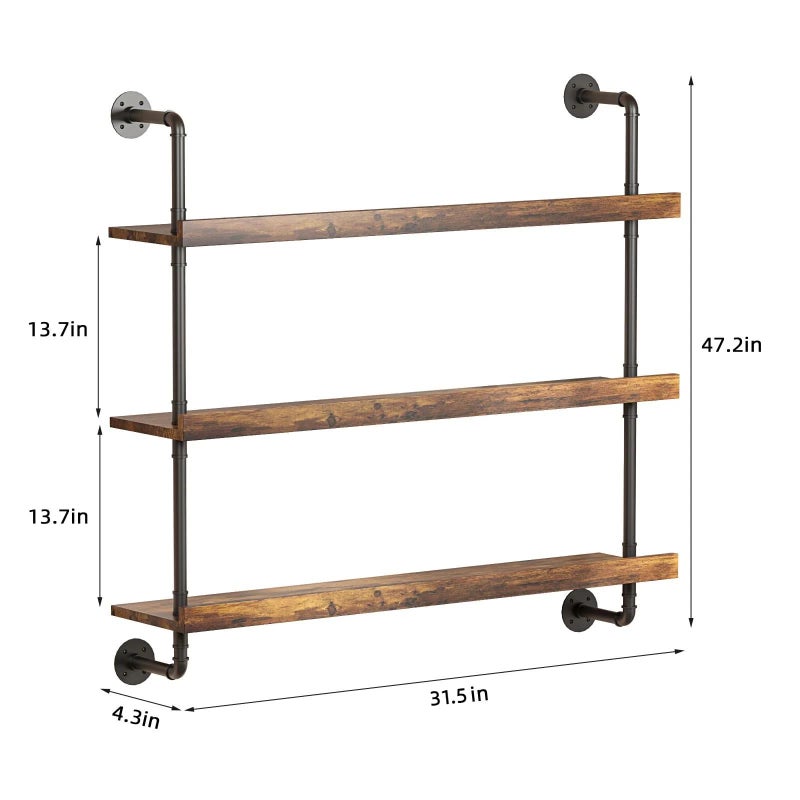 Woskar 3-Tier Wall Mounted Wine Rack with LED,Liquor Bottles Floating Shelves Display Storage Organizer for Home Bar Dining Room Kitchen (31.5" W x 47.2" H) - Image 2