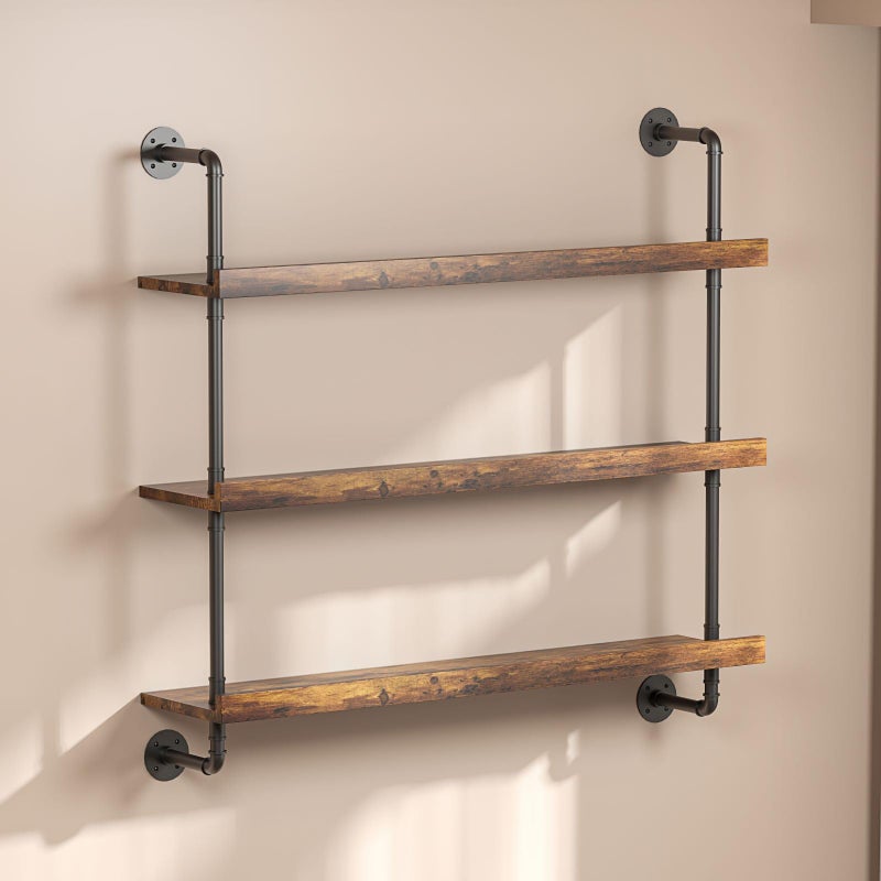 Woskar 3-Tier Wall Mounted Wine Rack with LED,Liquor Bottles Floating Shelves Display Storage Organizer for Home Bar Dining Room Kitchen (31.5" W x 47.2" H) - Image 5
