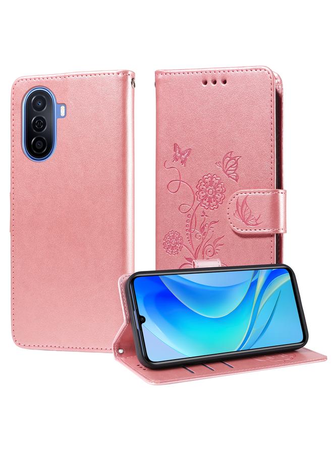 Zaboon Case For Huawei nova Y70 Plus Embossed Butterfly Flowers Leather Phone Case - Image 1