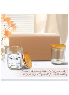 SKYLINK 12 Pack 8oz Clear Glass Candle Jars with Bamboo Lids – Complete DIY Candle Making Kit with Wicks, Wick Stickers, Wick Holders & 2 Sets of Labels (Custom & Blank) for Candle Crafting  - Image 4