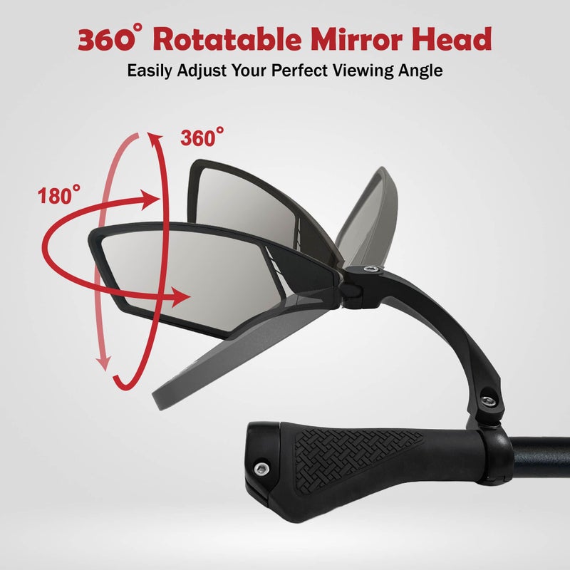 Hafny Handlebar Bike Mirror â€“ HD Glass, Wide Angle, Adjustable 360Â° Rear View â€“ Shatterproof, Anti-Glare, Premium, MTB, E-Bike, and Commuter Cycling Safety, HF-MR095 - Image 3