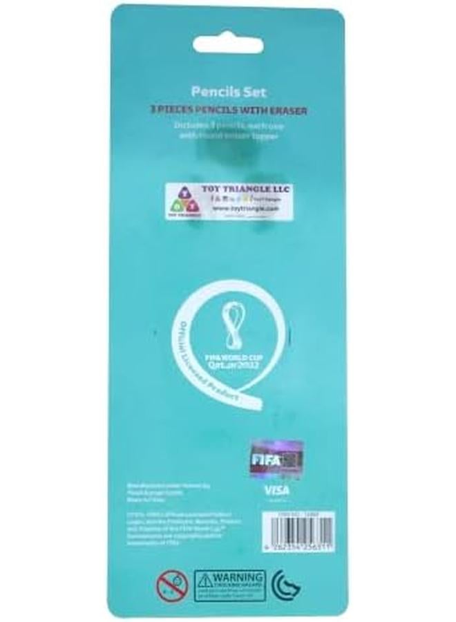 FIFA 2022 Country Pencils With Round Eraser 3 Pcs Pack Argentina - Image 3