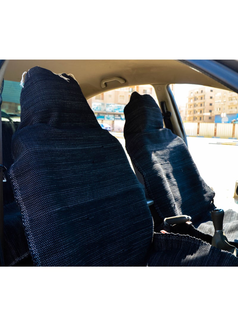 Egypt Antiques A set of two pieces (blue) car seat history, width 70 cm, length 150 cm, cotton 100%  - Image 2