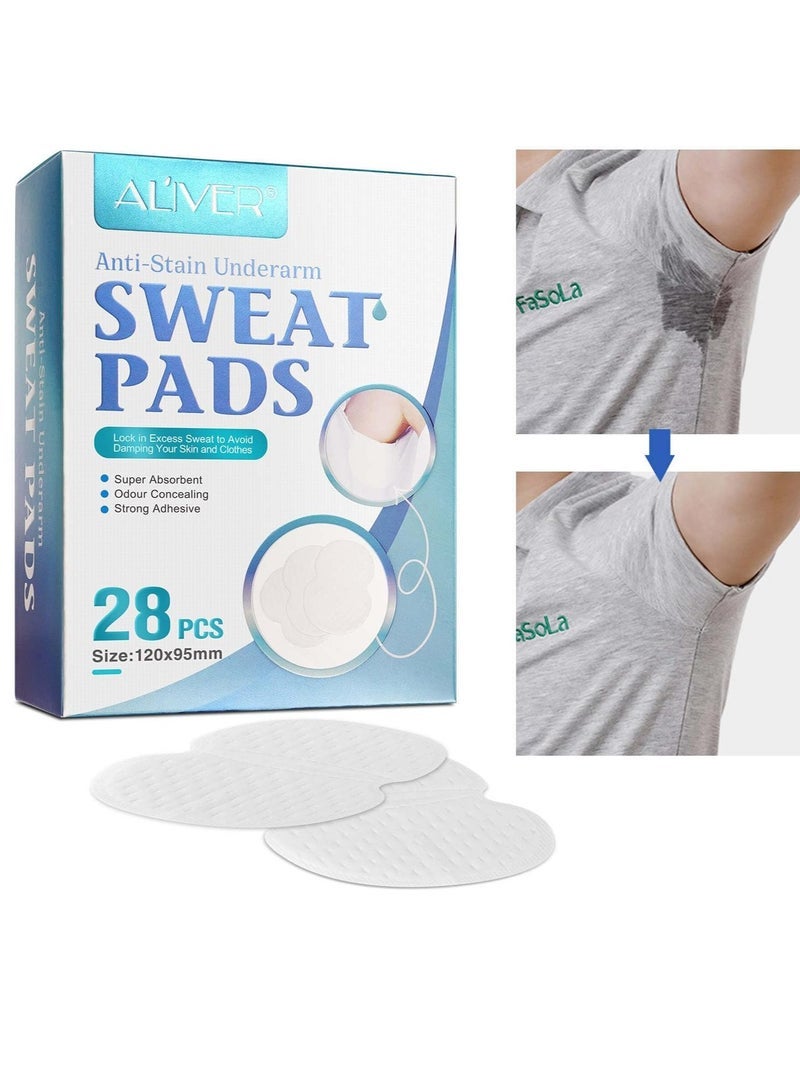 ALIVER 28PC Underarm Sweat Pads – Premium Disposable Armpit Shields for Men & Women – Extra-Strong Adhesive & Invisible Fit – Ultra-Comfortable, Sweat-Proof Protection for Clothes – Non-Slip Dress Guards - Image 2