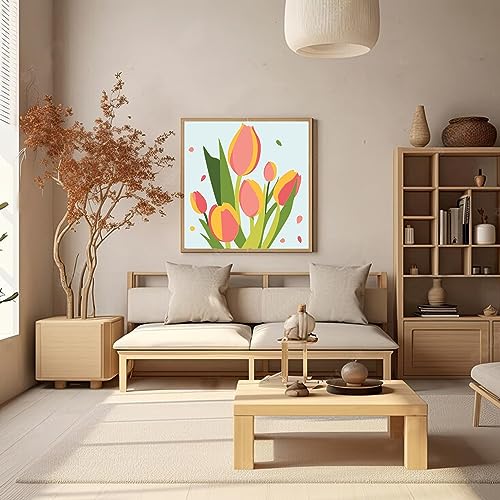 cupmod 2 Pack Framed Paint by Number for Kids,Easy Flower Painting Paint by Numbers Kits on Canvas,DIY Acrylic Oil Painting for Home Wall Decor(8x8inch) - Image 3