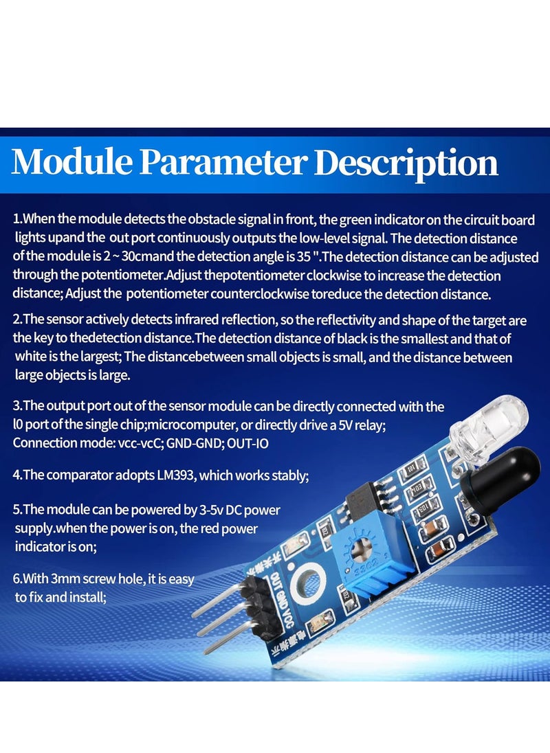 Excefore - IR Infrared Obstacle Avoidance Sensor Module, 20Pcs IR Infrared Sensor 3-Wire Infrared Proximity Sensors Reflective Photoelectric Sensor Modules IR Tracking Sensor for Arduino Smart Car Robot - Image 1