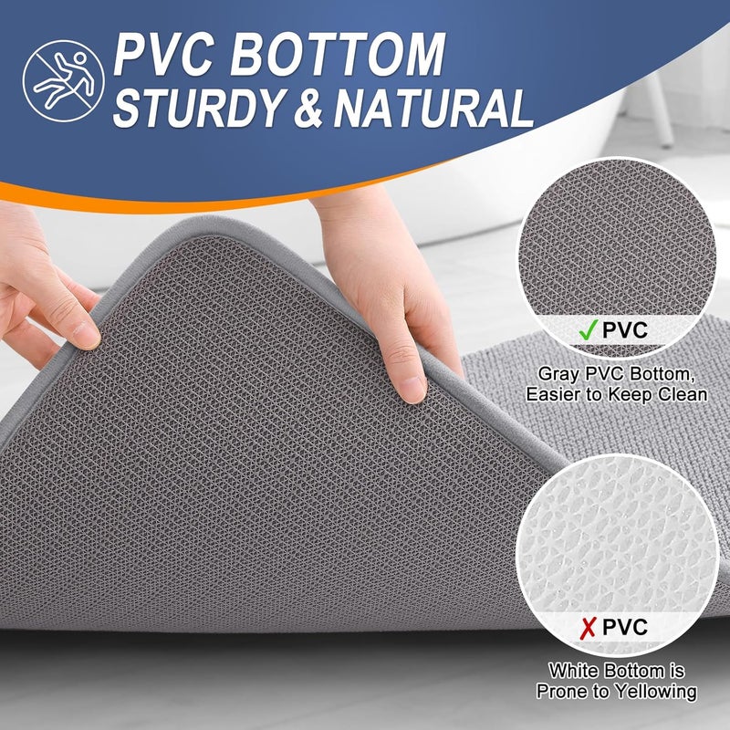 OLANLY Thick Memory Foam Bathroom Rugs 30x20, Soft Absorbent Bath Mat, Grey | Quick Dry Non-Slip Washable Mats for Home - Image 4