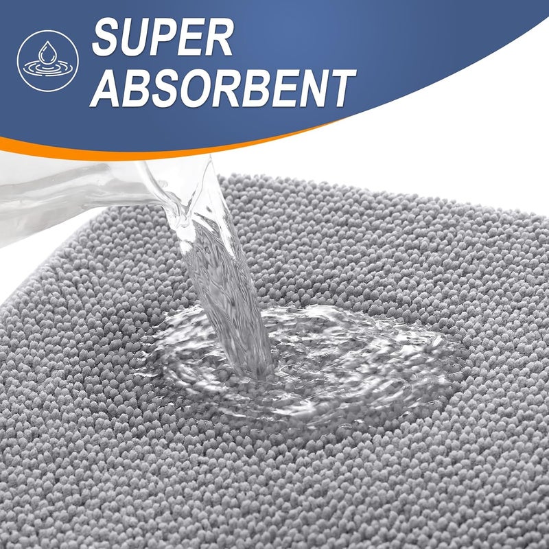 OLANLY Thick Memory Foam Bathroom Rugs 30x20, Soft Absorbent Bath Mat, Grey | Quick Dry Non-Slip Washable Mats for Home - Image 3