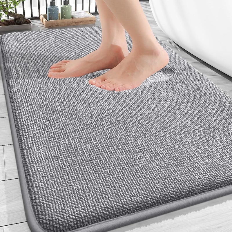 OLANLY Thick Memory Foam Bathroom Rugs 30x20, Soft Absorbent Bath Mat, Grey | Quick Dry Non-Slip Washable Mats for Home - Image 1