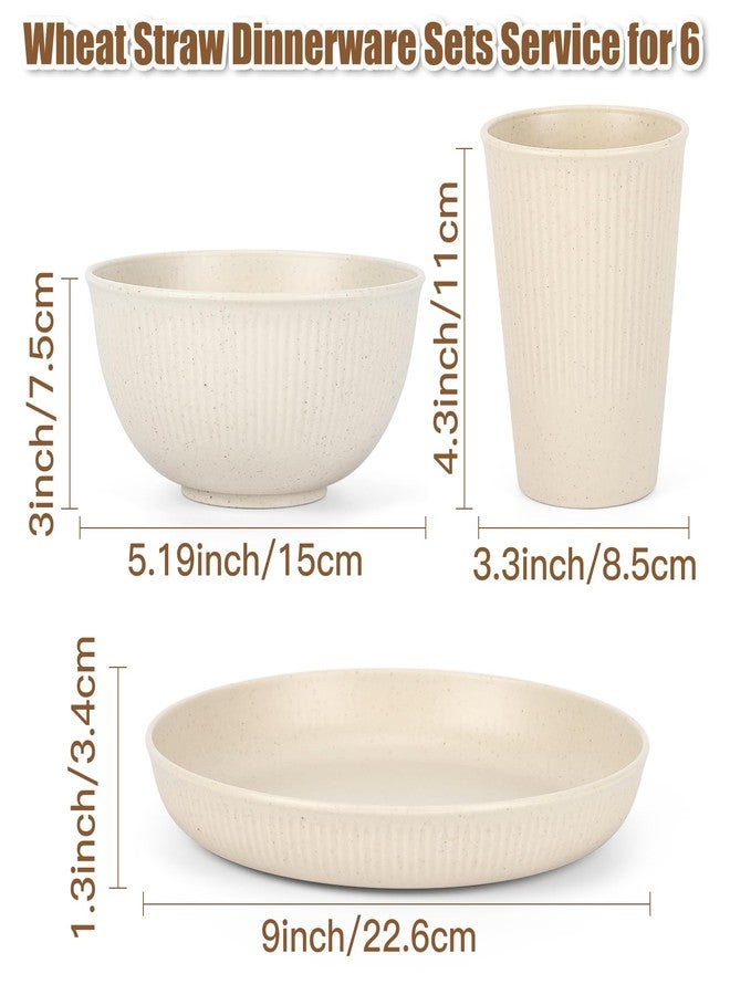 Dotpilgo 18PCS Wheat Straw Dinnerware Sets Unbreakable Plates Cups and Bowls Sets Reusable Dinnerware Set for 6, Microwave Dishwasher Safe Dinnerware Plastic Outdoor Camping Dishes - Image 2