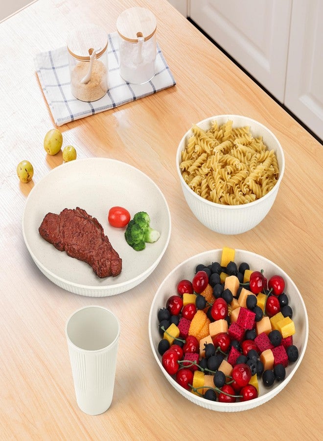 Dotpilgo 18PCS Wheat Straw Dinnerware Sets Unbreakable Plates Cups and Bowls Sets Reusable Dinnerware Set for 6, Microwave Dishwasher Safe Dinnerware Plastic Outdoor Camping Dishes - Image 3