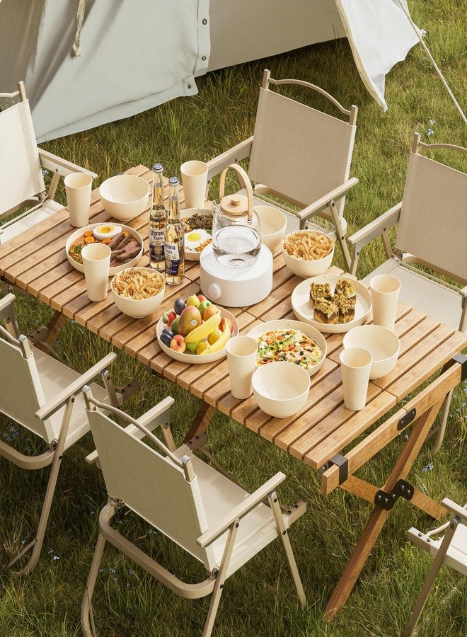 Dotpilgo 18PCS Wheat Straw Dinnerware Sets Unbreakable Plates Cups and Bowls Sets Reusable Dinnerware Set for 6, Microwave Dishwasher Safe Dinnerware Plastic Outdoor Camping Dishes - Image 4