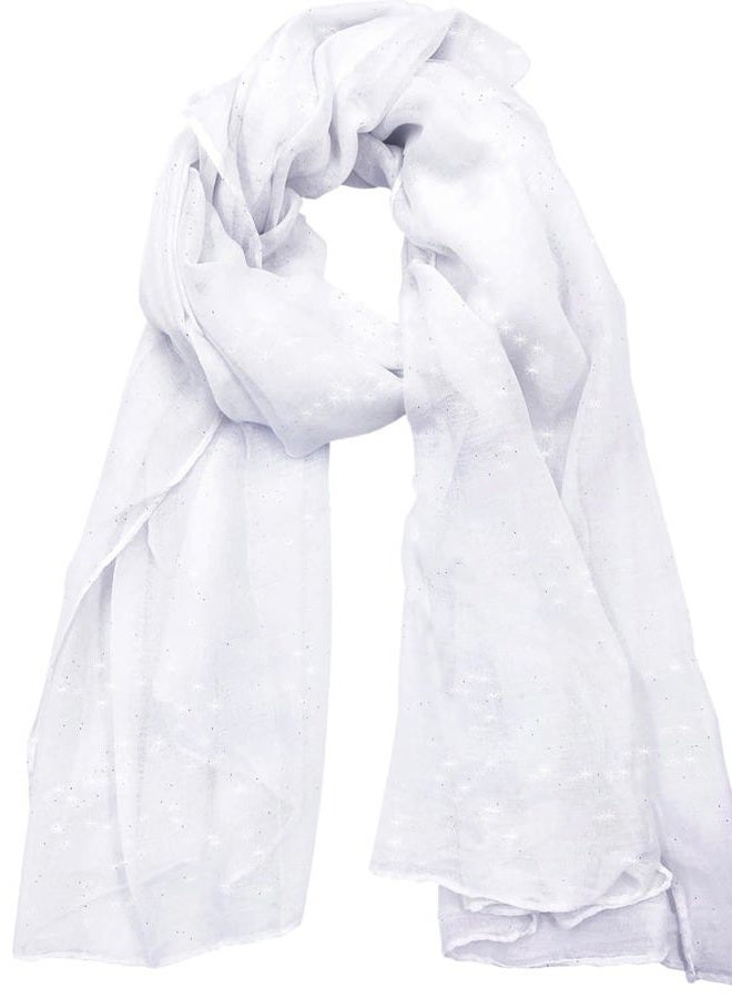 Woogwin Women's Cotton Scarves Lady Light Soft Fashion Solid Scarf Wrap Shawl, Glitter White, One size - Image 1