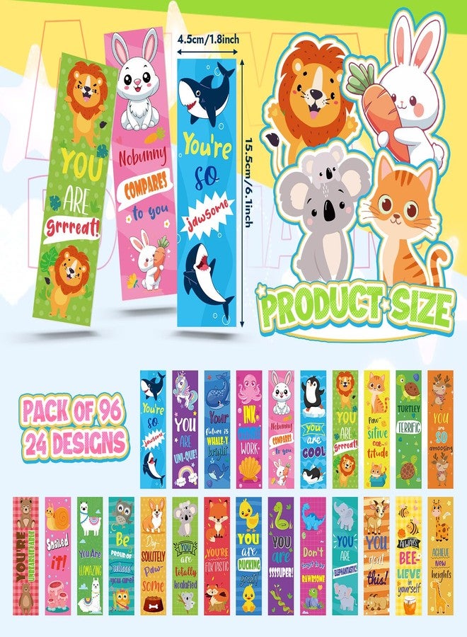 MotiMind 96 Pcs 24 Styles Bookmarks Bulk Teacher Bookmarks for Students Back to School Supplies Classroom Reward Inspirational Gifts for Kids Motivational - Image 2