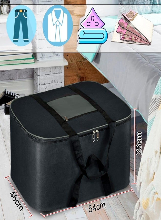 ACORMEK Large Clothes Storage Bag Underbed Storage Bag Moisture Proof Cloth Organiser Nylon Big Underbed Storage Bag with Zippered Closure and Handle(54x46x28cm) (Grey Black, (Pack Of 5) - Image 4