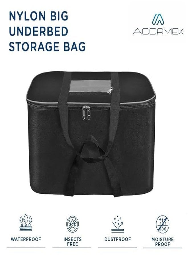 ACORMEK Large Clothes Storage Bag Underbed Storage Bag Moisture Proof Cloth Organiser Nylon Big Underbed Storage Bag with Zippered Closure and Handle(54x46x28cm) (Grey Black, (Pack Of 5) - Image 5