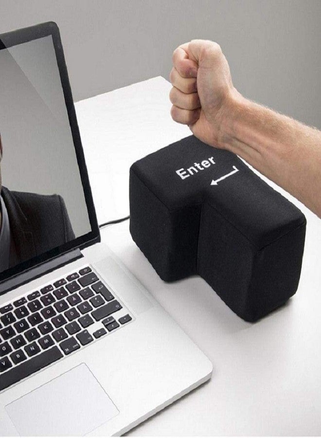 Gazaar Creative Super Sized Giant Enter Key USB Big Enter Button Comfortable Economic Desktop Pillow Stress Relief Punch Bag, Giant Enter USB Big Enter Key Relieve Stress Big Enter - Image 1