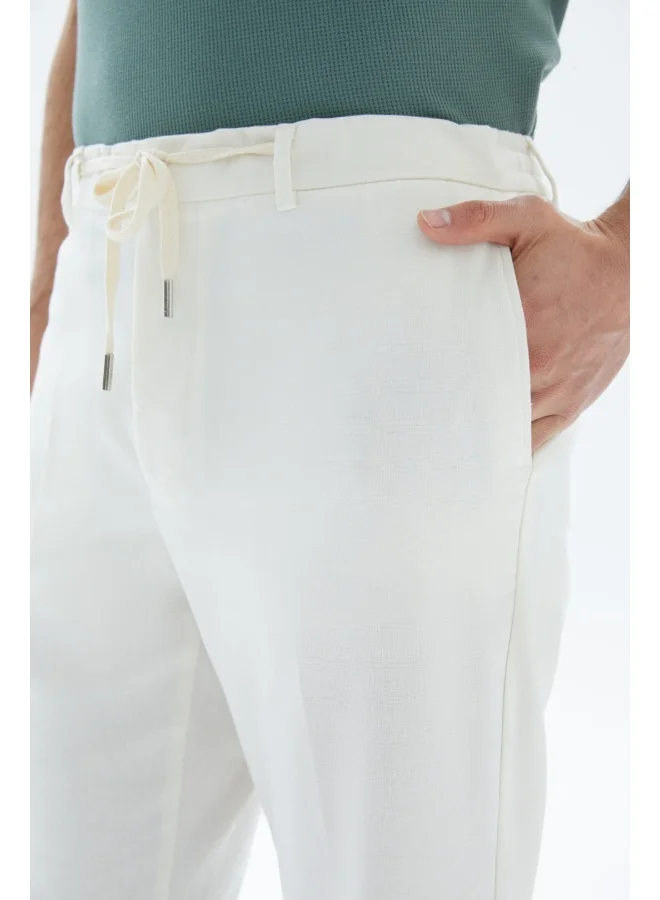 Wecre8 White Textured Trousers
