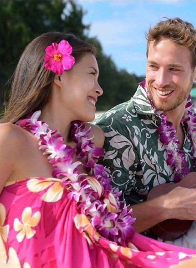 Hawaiian flower hair clips suitable for beach trips, summer parties, and pool events. Available in vibrant colors. Set of 9 pieces. - Image 5