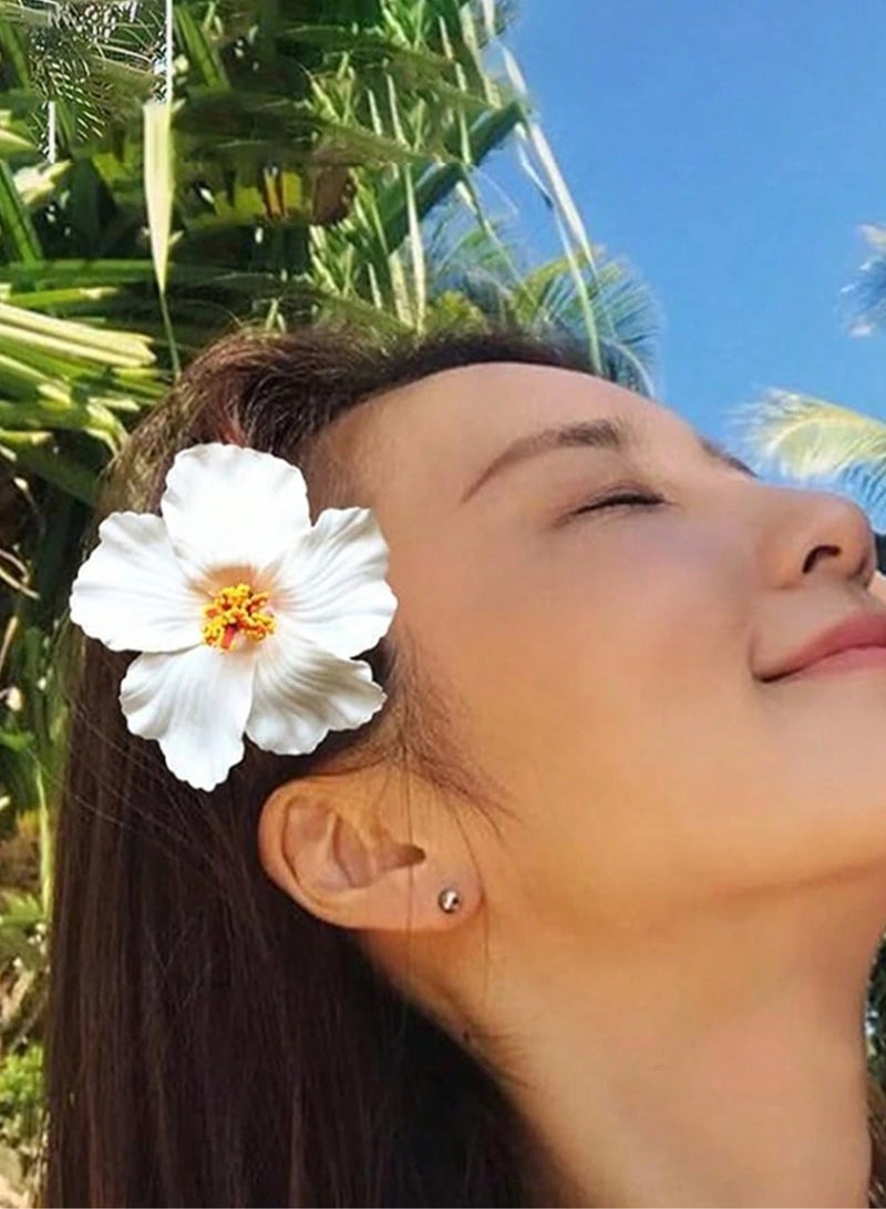 Hawaiian flower hair clips suitable for beach trips, summer parties, and pool events. Available in vibrant colors. Set of 9 pieces. - Image 4