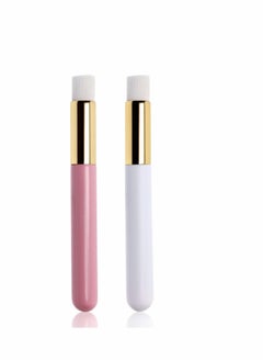 KASTWAVE Lash Shampoo Brushes, Nose Pore Deep Cleaning Brushes, Peel Off Blackhead Brush Remover Tool, Facial Cleansing Brushes, Eyelash Extensions Cleanser Brushes, Cleaning Brush for Salon( 2Pcs White Pink)  - Image 1