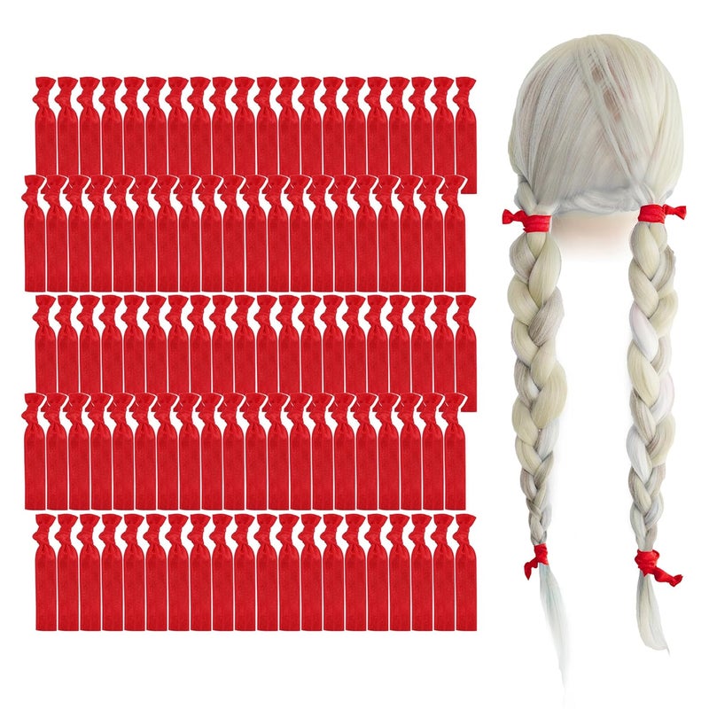 MEEDEE 100 Pack Red Hair Accessories Soft NoCrease NoDamage Knotted Ribbon Hair Ties  Ouchless Ponytail Holders for Women Yoga and Everyday Wear