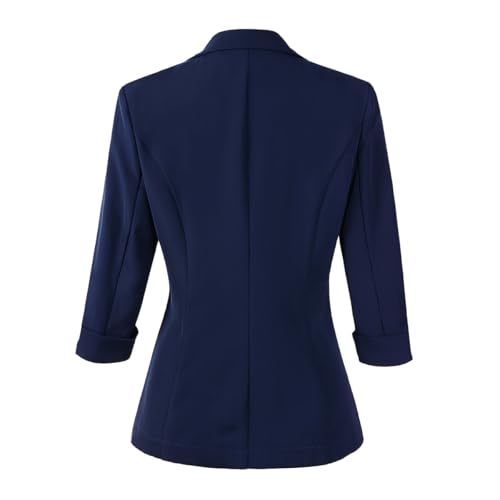 Beninos Womens Blazers 3/4 Sleeve Lightweight Office Work Blazer Jacket (1906 Blue, L) - Image 3