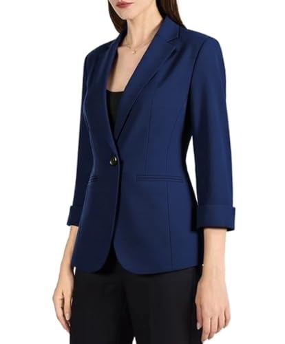 Beninos Womens Blazers 3/4 Sleeve Lightweight Office Work Blazer Jacket (1906 Blue, L) - Image 5