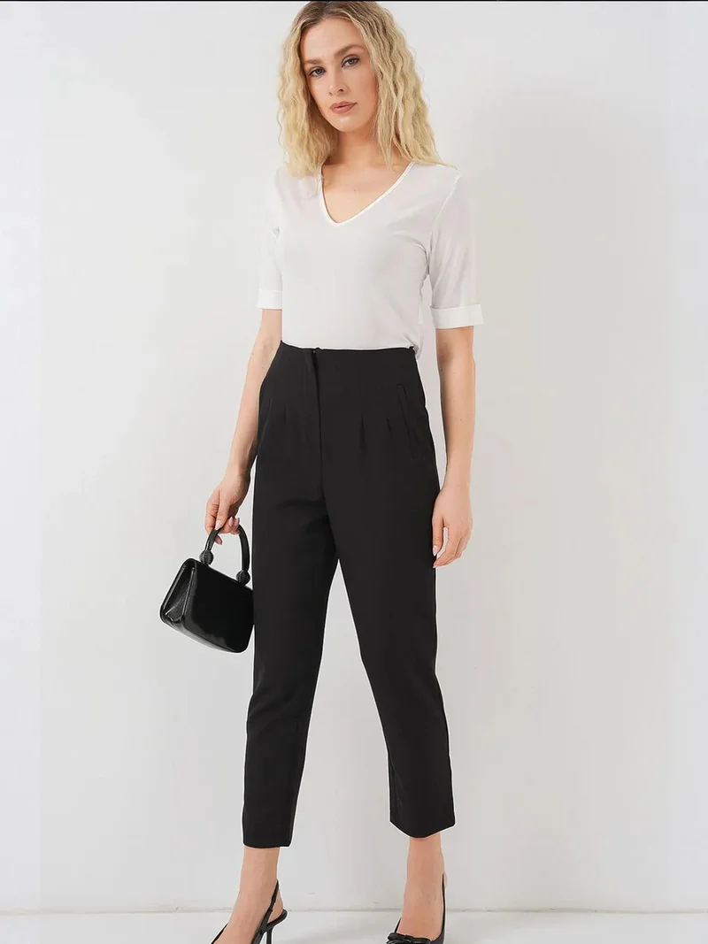 بيغ دارت بنطلون كريب بخصر عالٍ وقصة ضيقة بطول الكاحل