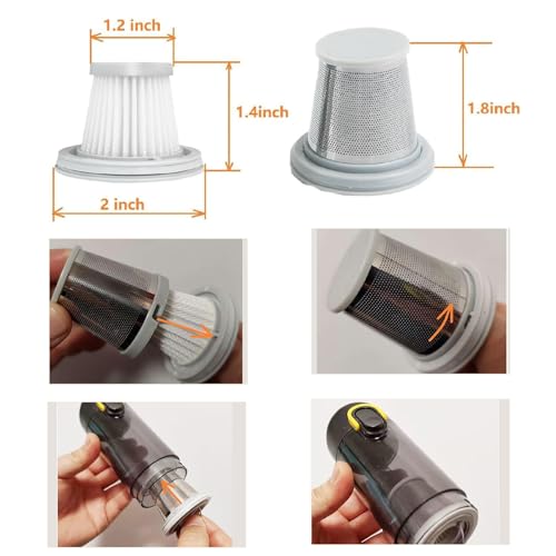 Odashen Vacuum Filter Replacement for Fanttik Slim V8 Mate, V8 Apex, Slim V10 Mate Vacuum Cleaner, 1Stainless Steel Pre-filter, 7 Washable Hepa Filters, 1 Cleaning Brush - Image 3