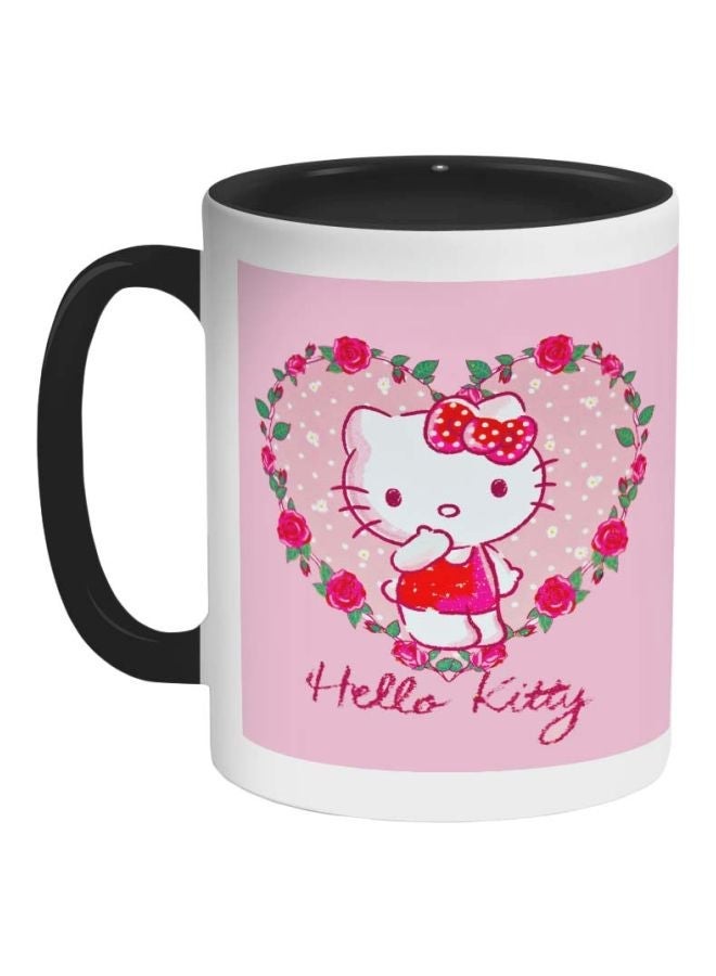 RYN Hello Kitty Printed Coffee Mug White/Pink/Black 325ml