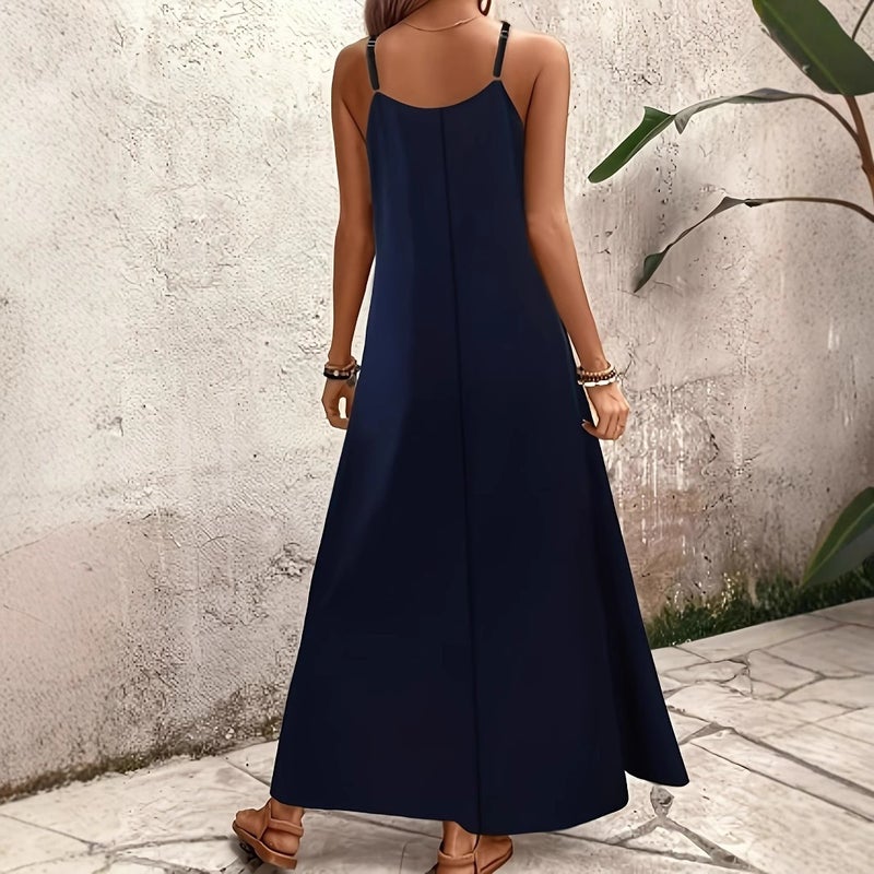 Women's V-Neck Sleeveless Printed Maxi Dress Summer Casual - Image 4