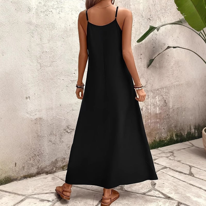 Women's V-Neck Sleeveless Printed Maxi Dress Summer Casual - Image 2
