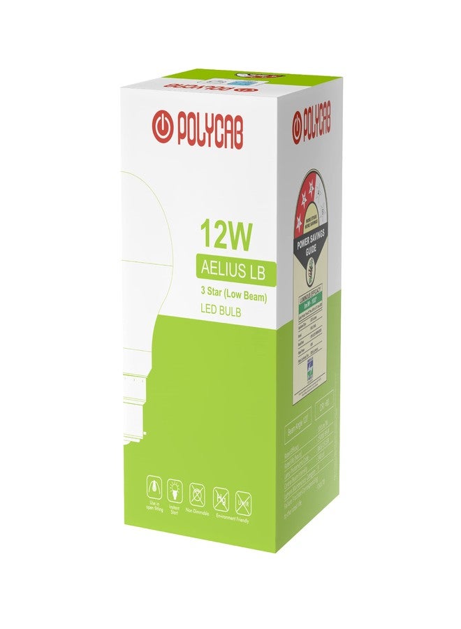 Polycab مصباح LED موفر للطاقة من بوليكاب إيليوس، قاعدة B22، 12 واط، ضوء نهاري بارد (عبوة من قطعتين) - أبيض - Image 3