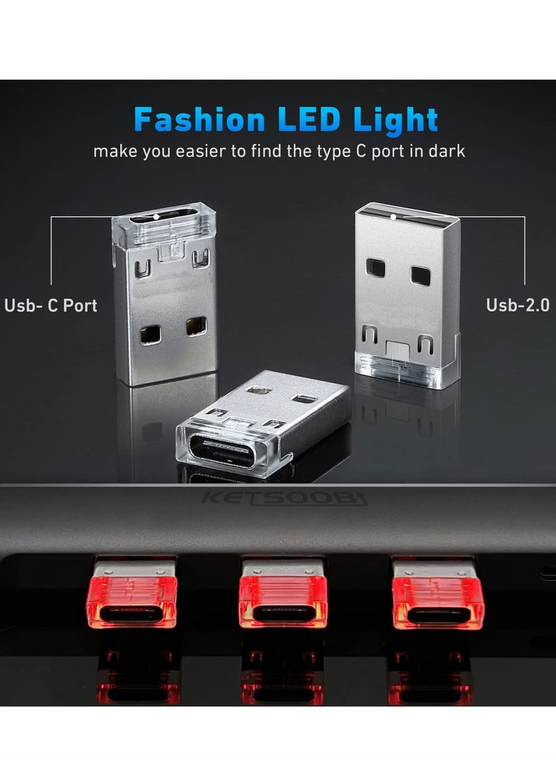 Y&D - USB A Male to C Female Adapter 3 Pack, Adaptor with Atmosphere Light Type Converter Compatible iPhone14/13 Pro Max, Airpods, Apple iWatch, Samsung Galaxy S22, Google Pixel - Image 1