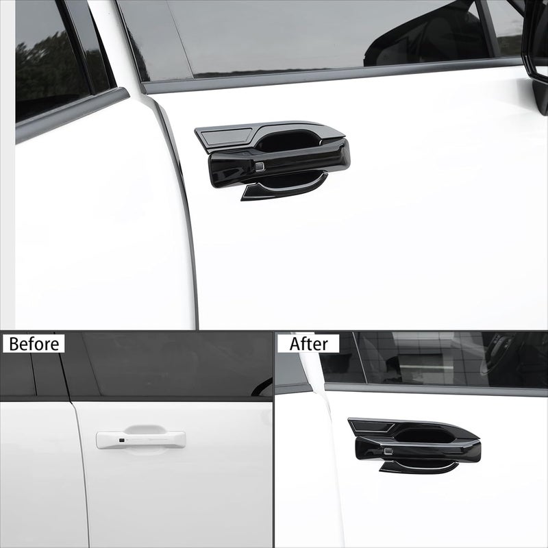 JUIVEEL ABS Car Exterior Door Handle Bowl Cover Outside Door Bowl Protective Door Bowl Cover Trim Set Compatible with Hyundai Santa Fe 20242026 Accessories Glossy Black Style - Image 5