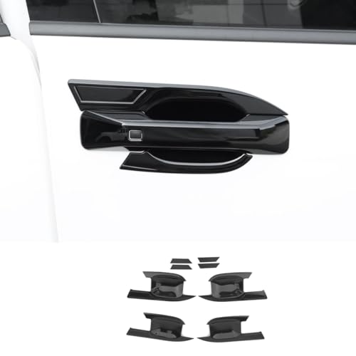 JUIVEEL ABS Car Exterior Door Handle Bowl Cover Outside Door Bowl Protective Door Bowl Cover Trim Set Compatible with Hyundai Santa Fe 20242026 Accessories Glossy Black Style - Image 1