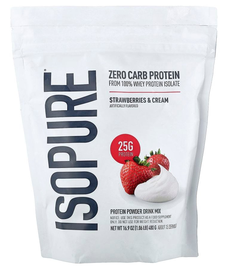 Isopure Zero Carb Protein Powder Strawberries & Cream 1.06 lb (480 g)