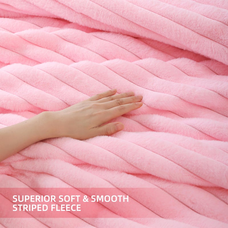 Smoofy Fluffy King Size Comforter Set 3 Pieces - Pink Fleece Fluffy Comforter Set, Luxury Fuzzy King Bedding Set, Soft King Bed Set All Season, Heavy Faux Fur Comforter with 2 Pillow Cases - Image 5