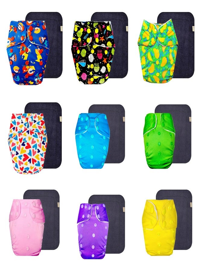 حفاضات دمبلدو القماشية الممتازة مع حشوة سوداء (عبوة من 9) | ناعمة ولطيفة | وسادة ماصة من 6 طبقات | سهلة التنظيف | مثالية لفصل الصيف الهندي | من 3 أشهر إلى 3 سنوات | للجنسين - Image 1