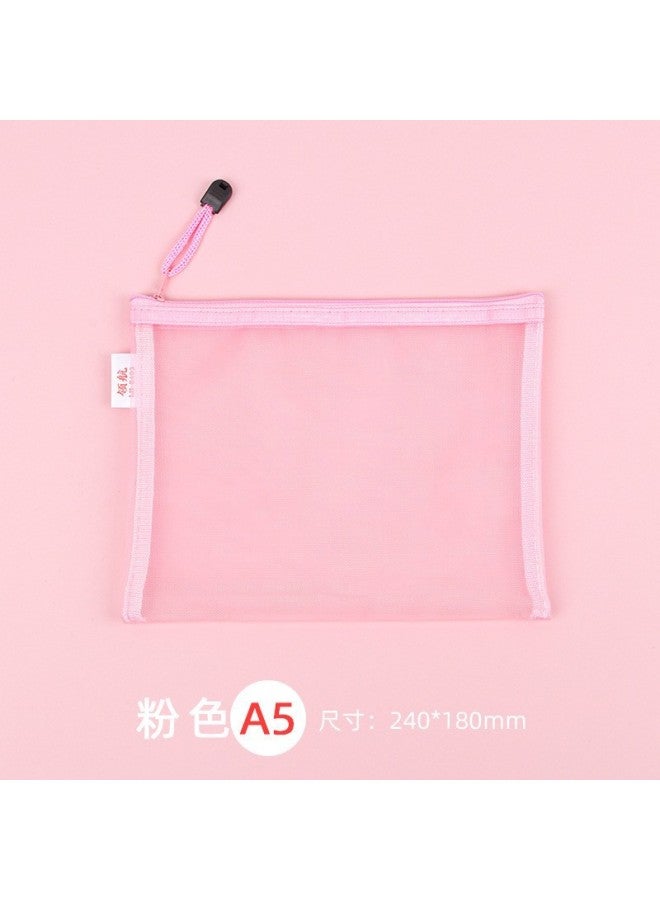 HELPS Transparent File Bag Office Large Capacity Nylon Mesh Durable Information Bag A4 Student Portable Zipper Storage Bag - Image 1