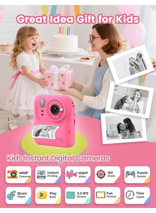 ZONEY Kids Camera Instant Print, Holiday Birthday Gifts for Kids Age 3-12, Selfie Digital Camera with 1080P Videos,Toddler Portable Travel Cameras Toy for 4 5 6 7 8 9 Year Old Boys Girls - Image 5