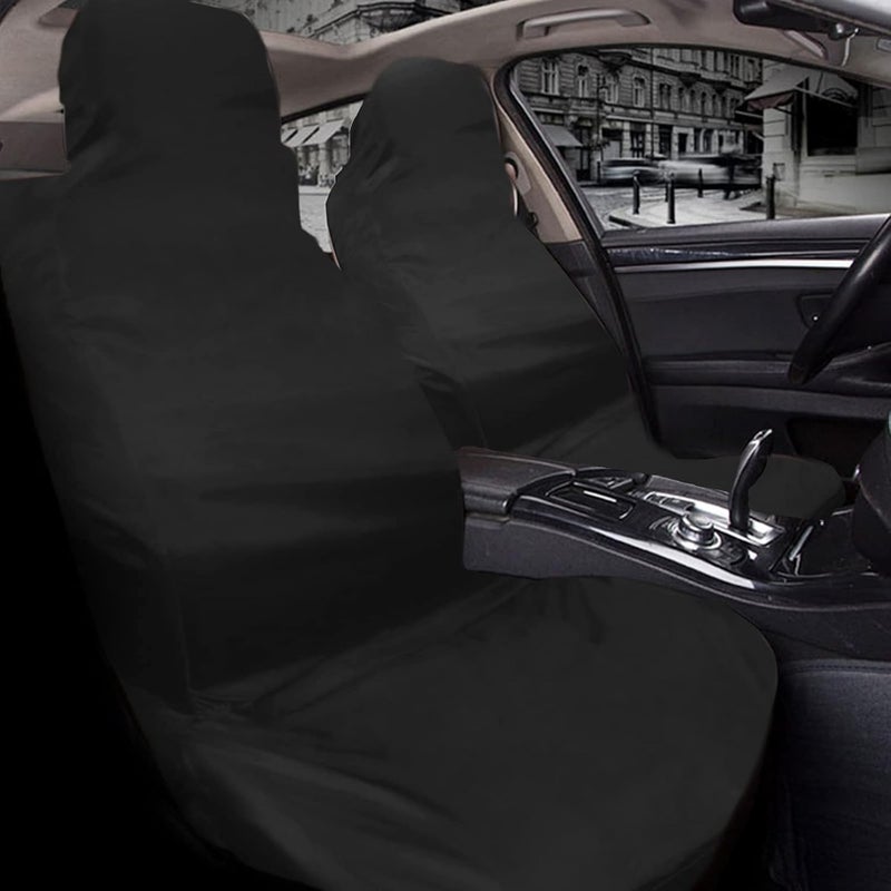TSHAOUN 2 Pieces Waterproof Nylon Car Seat Cover Protector - Heavy Duty Front Seat Covers with Pocket, Universal Fit - Image 4